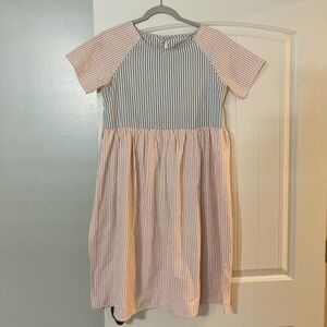 Striped women’s dress grey/pink/white size s